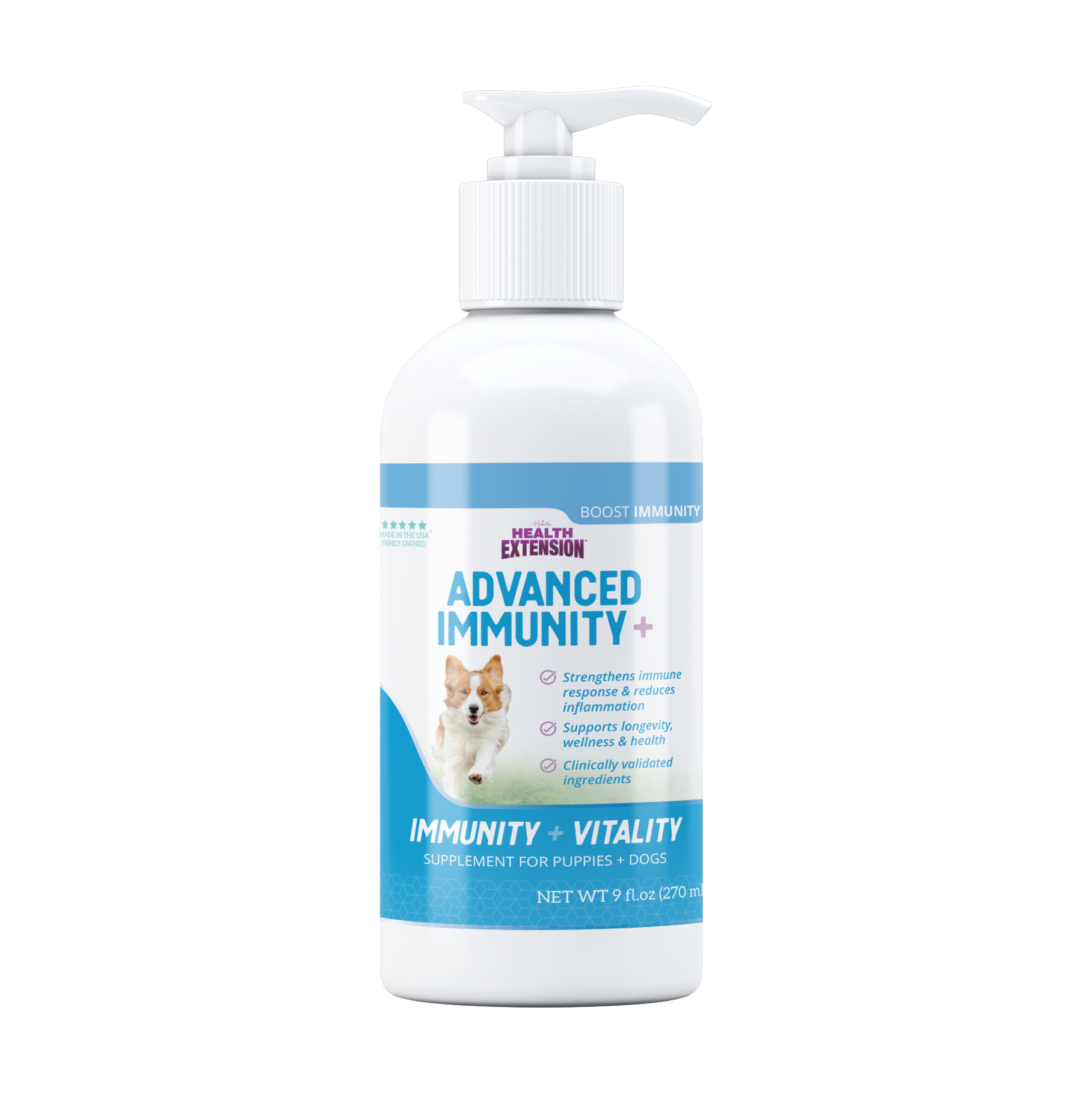 Advanced Immunity bottle with pump front view