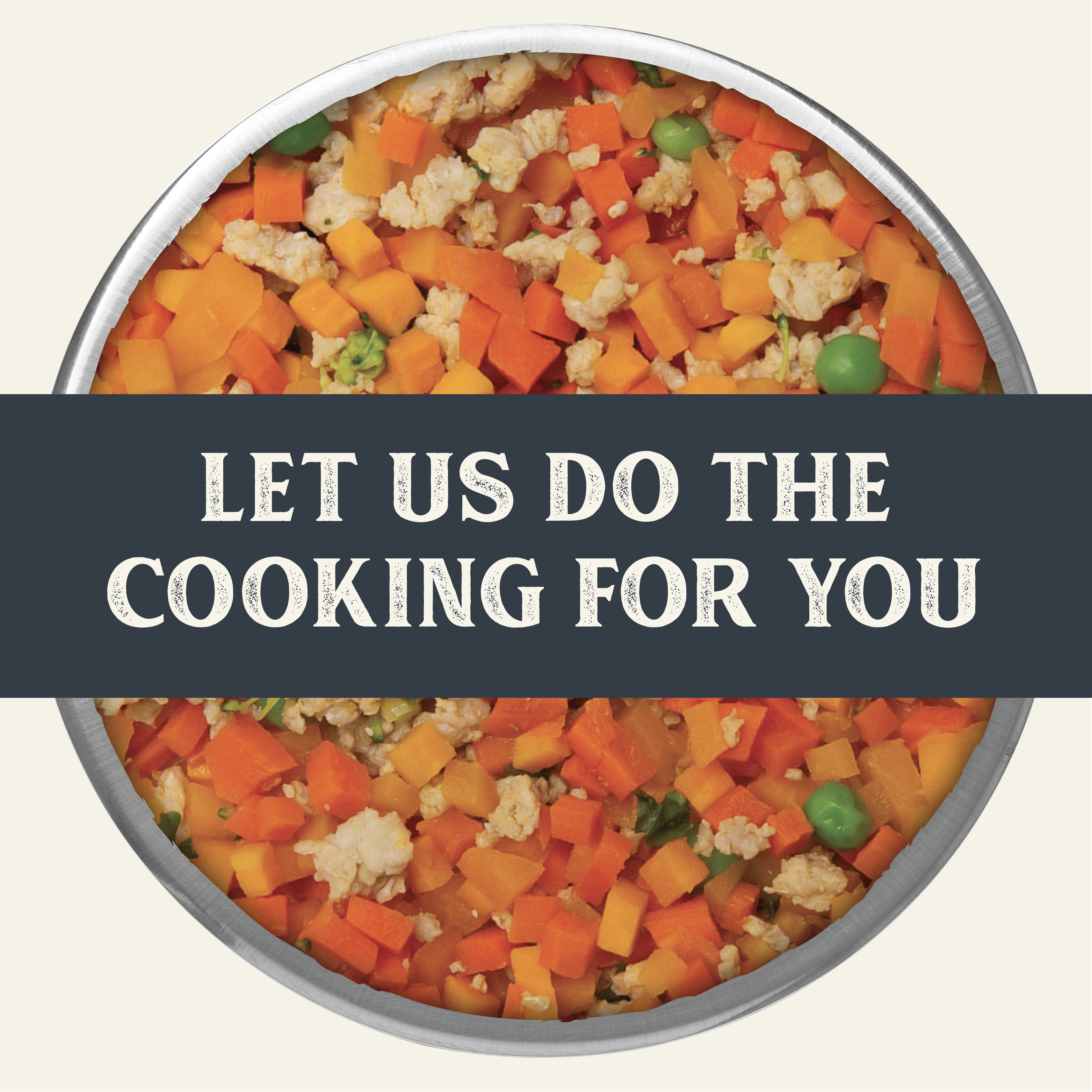 Gently Cooked Vegetarian in a bowl with text "Let us do the cooking for you"